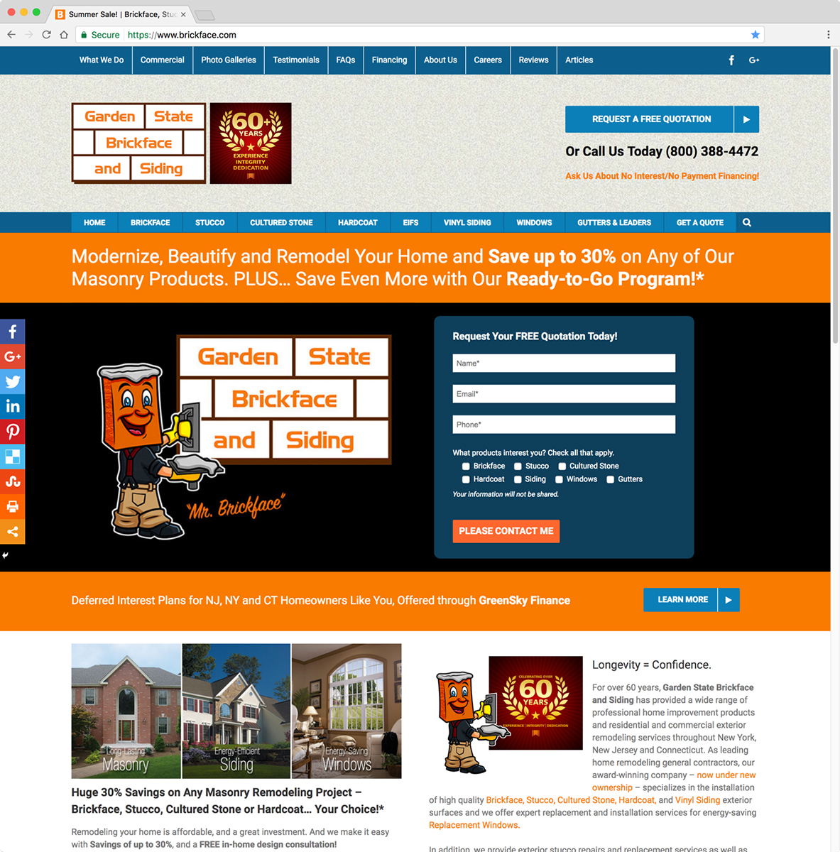 Garden State Brickface and Siding Website