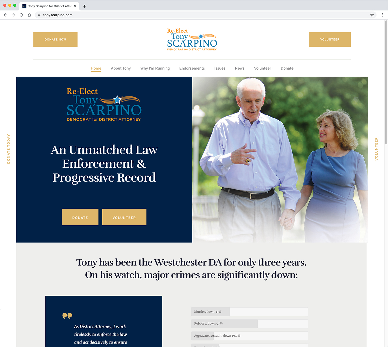 Website supporting re-election campaign of Anthony A. Scarpino, Westchester County District Attorney